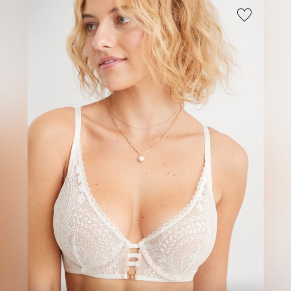 NWT AERIE REAL POWER PLUNGE PUSH UP PAISLEY LACE BRA 36DD - Picture 2 of 7